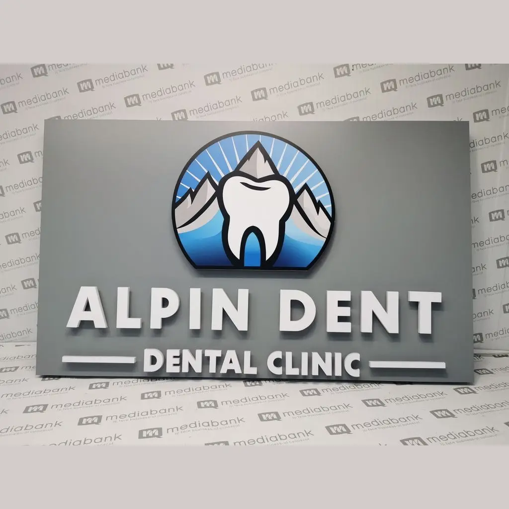 e/2 - Litere volumetrice luminoase cu efect halou AlpinDent.